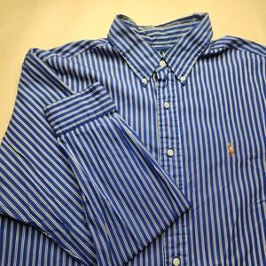Ralph Lauren Men XL Classic Fit Striped Button Down Shirt Blue White Long Sleeve
